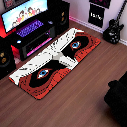 Masked Anime Eyes Floor Mat | Intense Red & Black Anime Eye Art Flat Rug | Anti-Slip 3mm Absorbent Floor Mat for Gaming Room, Bedroom, Studio & Otaku Decor