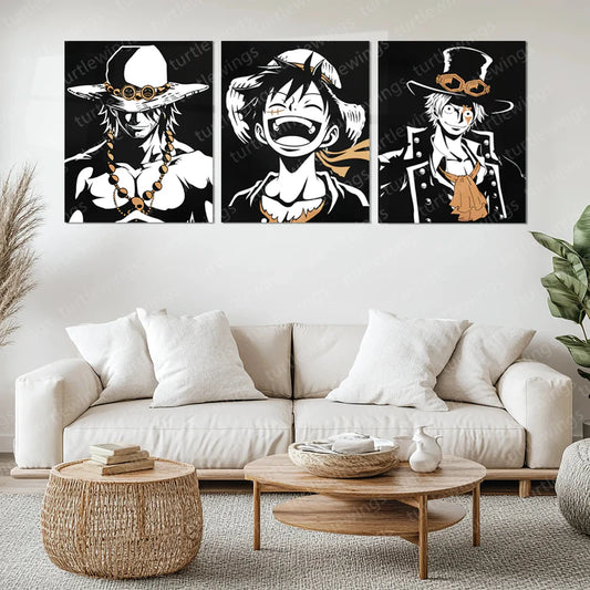Anime Metal Poster | Ace, Luffy & Sabo Metal Poster Set – One Piece Brothers Wall Art Collection