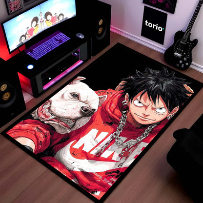 Monkey D. Luffy Streetwear Area Flat Rug | One Piece Anime Area Flat Rug | Premium Anime Gaming Room Decor Flat Rug