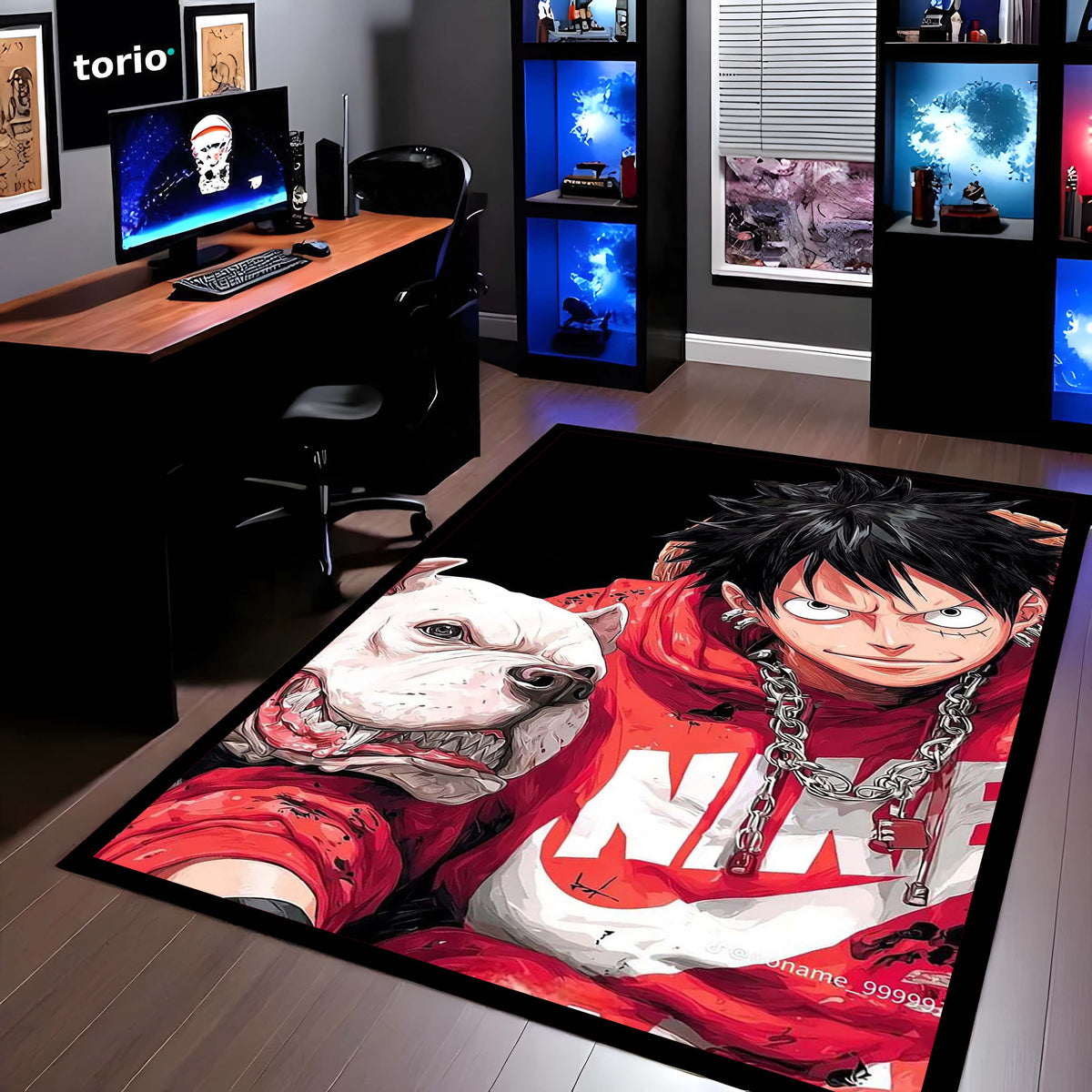 Monkey D. Luffy Streetwear Area Flat Rug | One Piece Anime Area Flat Rug | Premium Anime Gaming Room Decor Flat Rug