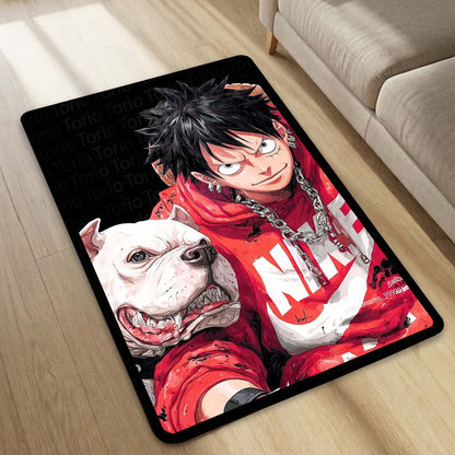 Monkey D. Luffy Streetwear Area Flat Rug | One Piece Anime Area Flat Rug | Premium Anime Gaming Room Decor Flat Rug
