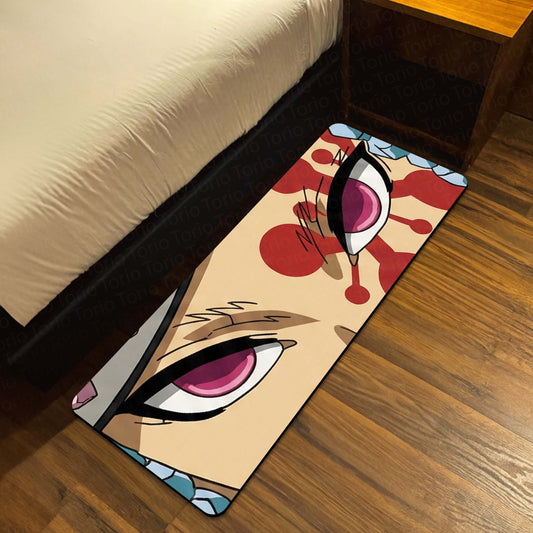 Demon Slayer Akaza Eyes Floor Mat | Kimetsu no Yaiba Upper Moon Anime Flat Rug | Anti-Slip 3mm Absorbent Floor Mat for Bathroom, Bedroom, Gaming Room & Otaku Decor