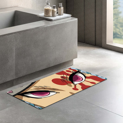 Demon Slayer Akaza Eyes Floor Mat | Kimetsu no Yaiba Upper Moon Anime Flat Rug | Anti-Slip 3mm Absorbent Floor Mat for Bathroom, Bedroom, Gaming Room & Otaku Decor
