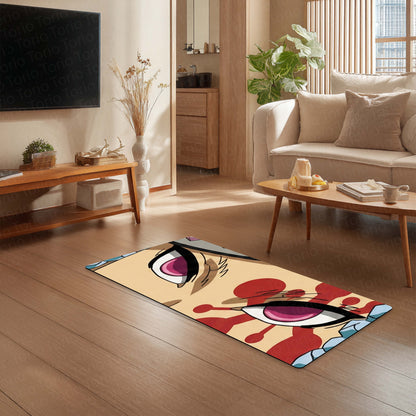 Demon Slayer Akaza Eyes Floor Mat | Kimetsu no Yaiba Upper Moon Anime Flat Rug | Anti-Slip 3mm Absorbent Floor Mat for Bathroom, Bedroom, Gaming Room & Otaku Decor