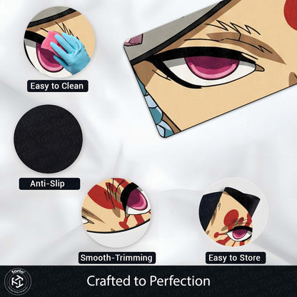 Demon Slayer Akaza Eyes Floor Mat | Kimetsu no Yaiba Upper Moon Anime Flat Rug | Anti-Slip 3mm Absorbent Floor Mat for Bathroom, Bedroom, Gaming Room & Otaku Decor