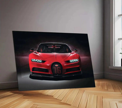 LED | 🏁 Bugatti Chiron Sport LED Metal Poster | Hypercar Wall Art with Neon Glow | Luxury Automotive Decor - TURTLEWINGS