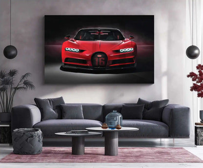 LED | 🏁 Bugatti Chiron Sport LED Metal Poster | Hypercar Wall Art with Neon Glow | Luxury Automotive Decor - TURTLEWINGS