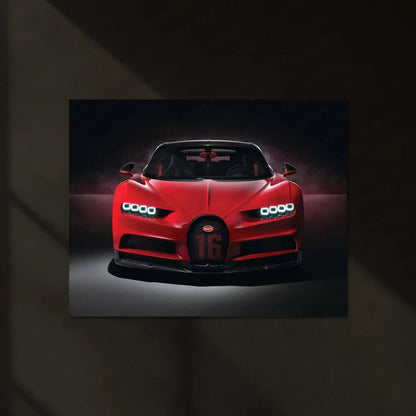 LED | 🏁 Bugatti Chiron Sport LED Metal Poster | Hypercar Wall Art with Neon Glow | Luxury Automotive Decor - TURTLEWINGS