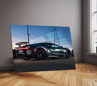 LED | 🏁 Bugatti Chiron Sport LED Metal Poster | Hypercar Wall Art with Neon Glow | Luxury Automotive Decor - TURTLEWINGS