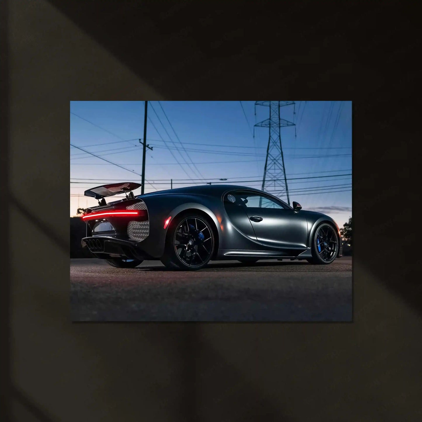 LED | 🏁 Bugatti Chiron Sport LED Metal Poster | Hypercar Wall Art with Neon Glow | Luxury Automotive Decor - TURTLEWINGS