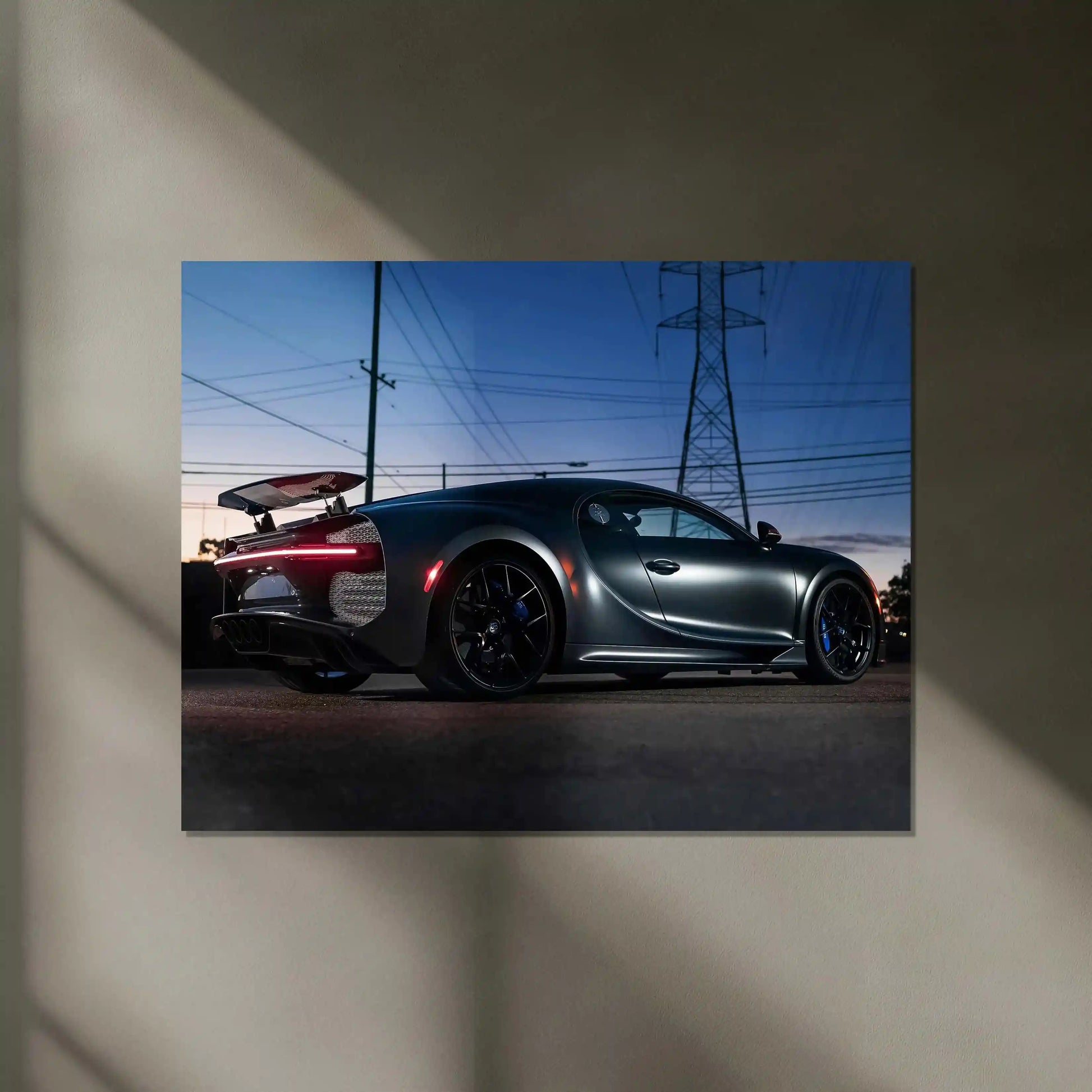 LED | 🏁 Bugatti Chiron Sport LED Metal Poster | Hypercar Wall Art with Neon Glow | Luxury Automotive Decor - TURTLEWINGS