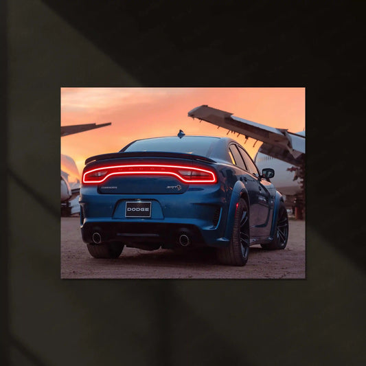 🔥 Dodge Charger SRT Hellcat Neon LED Metal Poster | Muscle Car Wall Art | Street Performance Glow Decor - TURTLEWINGS