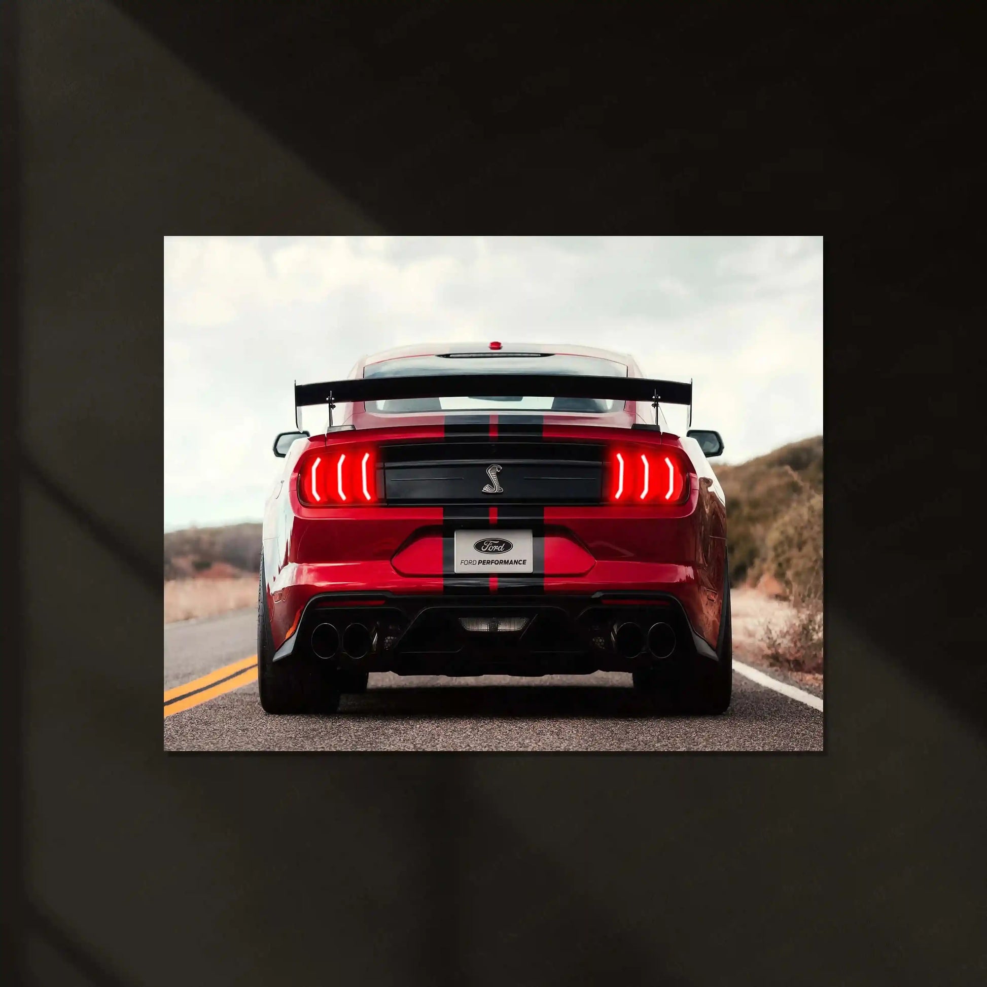 LED | 🐍 Ford Mustang Shelby GT500 Neon LED Metal Poster | American Muscle Wall Art | Supercharged Street Glow Decor - TURTLEWINGS