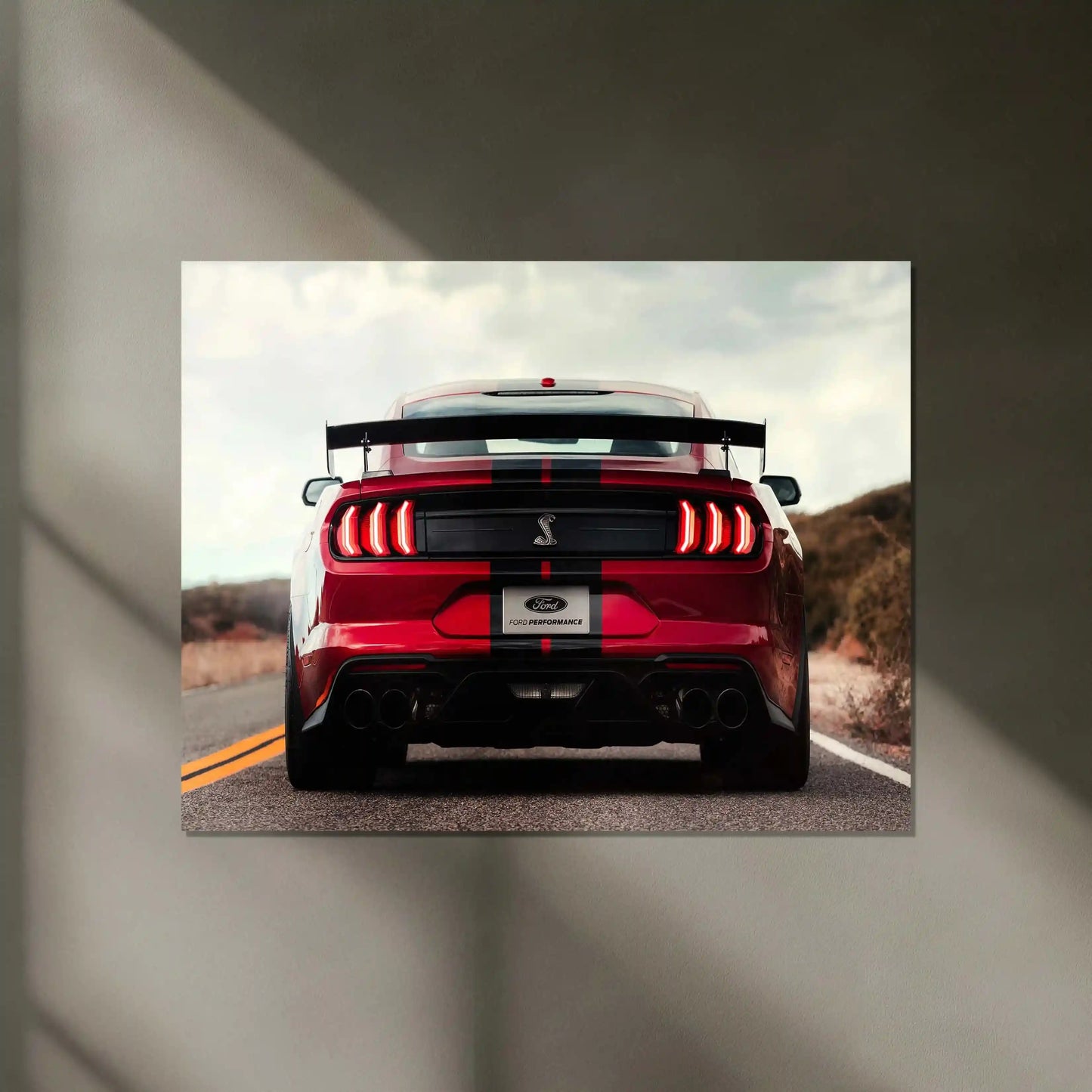 LED | 🐍 Ford Mustang Shelby GT500 Neon LED Metal Poster | American Muscle Wall Art | Supercharged Street Glow Decor - TURTLEWINGS