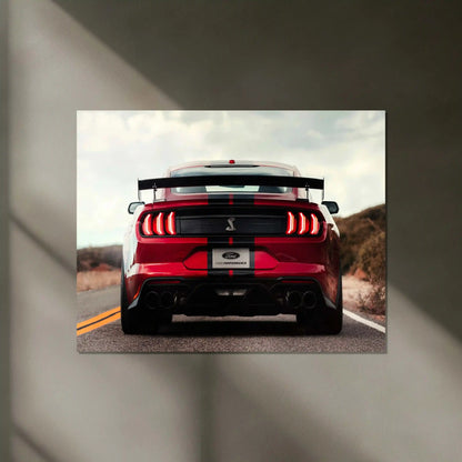 LED | 🐍 Ford Mustang Shelby GT500 Neon LED Metal Poster | American Muscle Wall Art | Supercharged Street Glow Decor - TURTLEWINGS