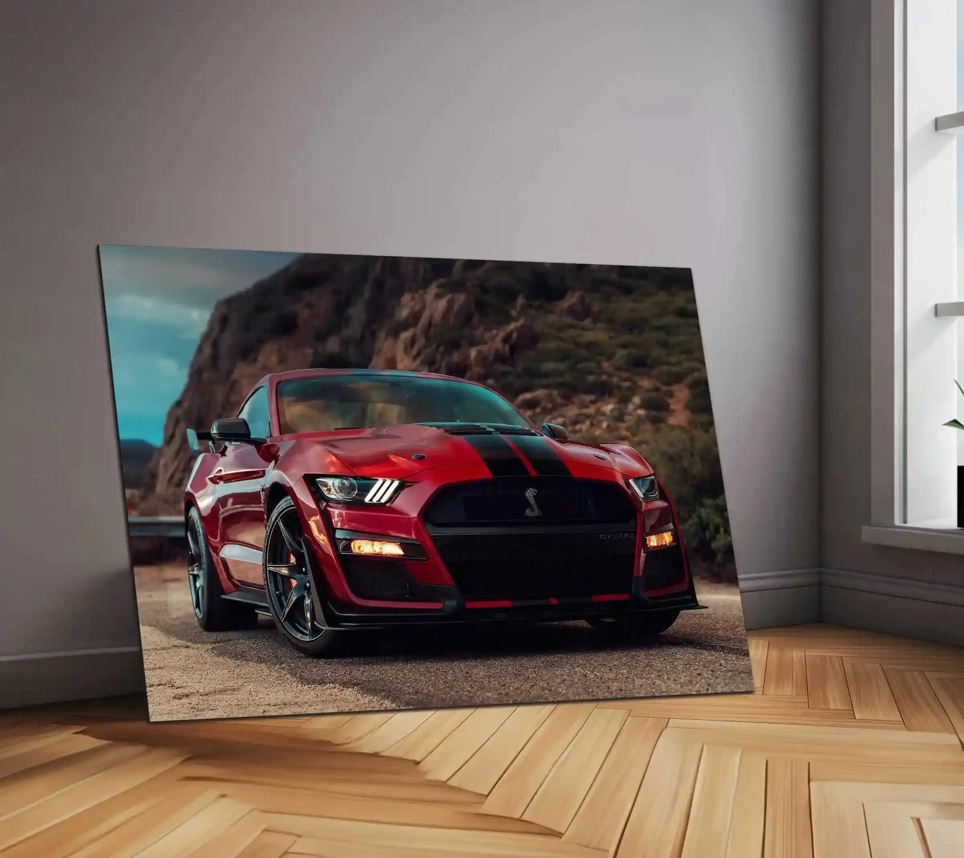 LED | 🐍 Ford Mustang Shelby GT500 Neon LED Metal Poster | American Muscle Wall Art | Supercharged Street Glow Decor 01 - TURTLEWINGS