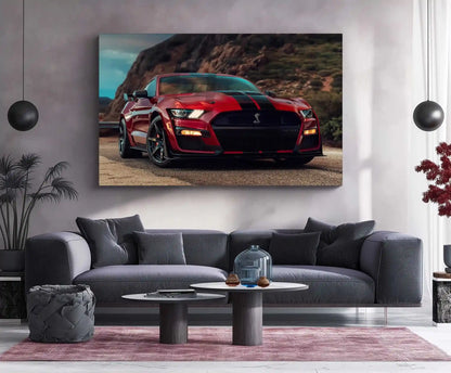 LED | 🐍 Ford Mustang Shelby GT500 Neon LED Metal Poster | American Muscle Wall Art | Supercharged Street Glow Decor 01 - TURTLEWINGS