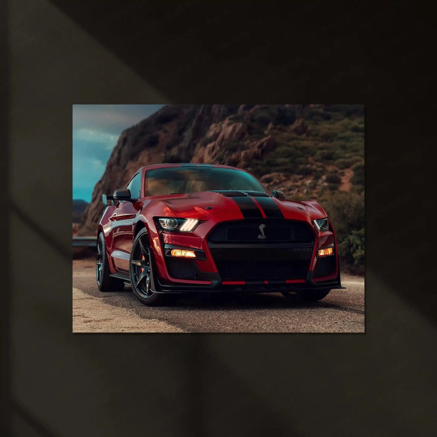 LED | 🐍 Ford Mustang Shelby GT500 Neon LED Metal Poster | American Muscle Wall Art | Supercharged Street Glow Decor 01 - TURTLEWINGS