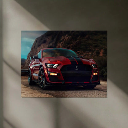 LED | 🐍 Ford Mustang Shelby GT500 Neon LED Metal Poster | American Muscle Wall Art | Supercharged Street Glow Decor 01 - TURTLEWINGS