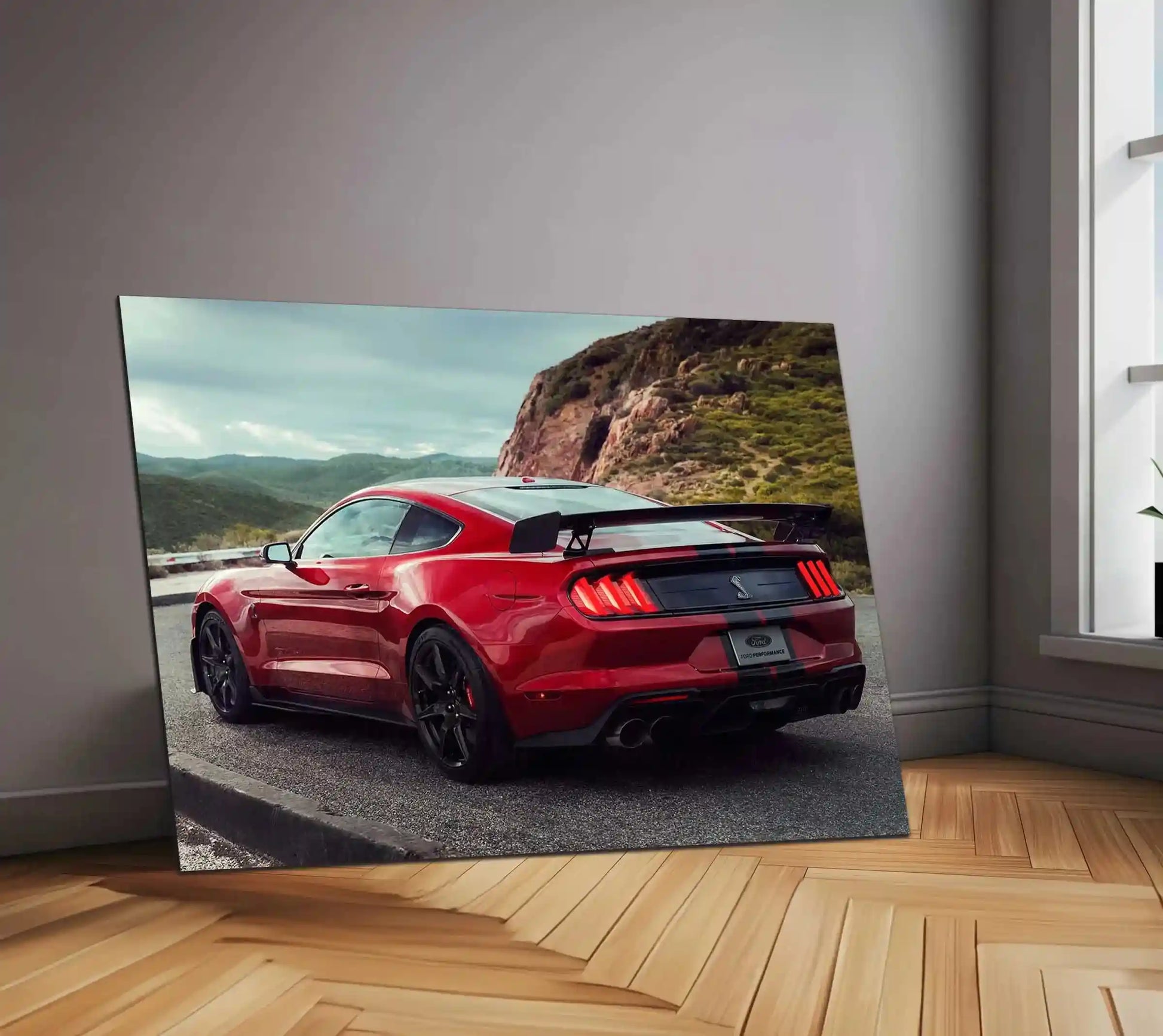 LED | 🐍 Ford Mustang Shelby GT500 Neon LED Metal Poster | American Muscle Wall Art | Supercharged Street Glow Decor 03 - TURTLEWINGS