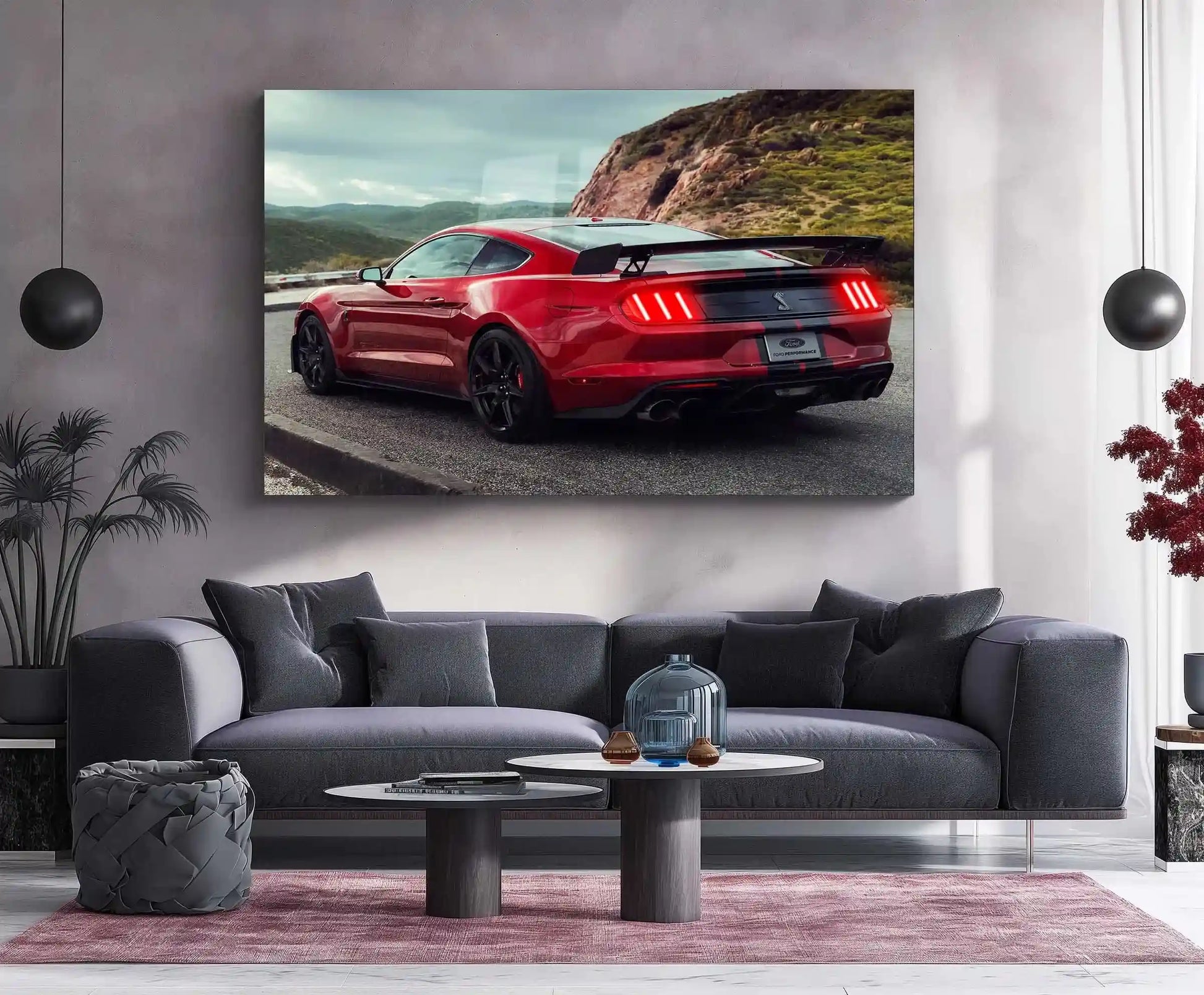 LED | 🐍 Ford Mustang Shelby GT500 Neon LED Metal Poster | American Muscle Wall Art | Supercharged Street Glow Decor 03 - TURTLEWINGS
