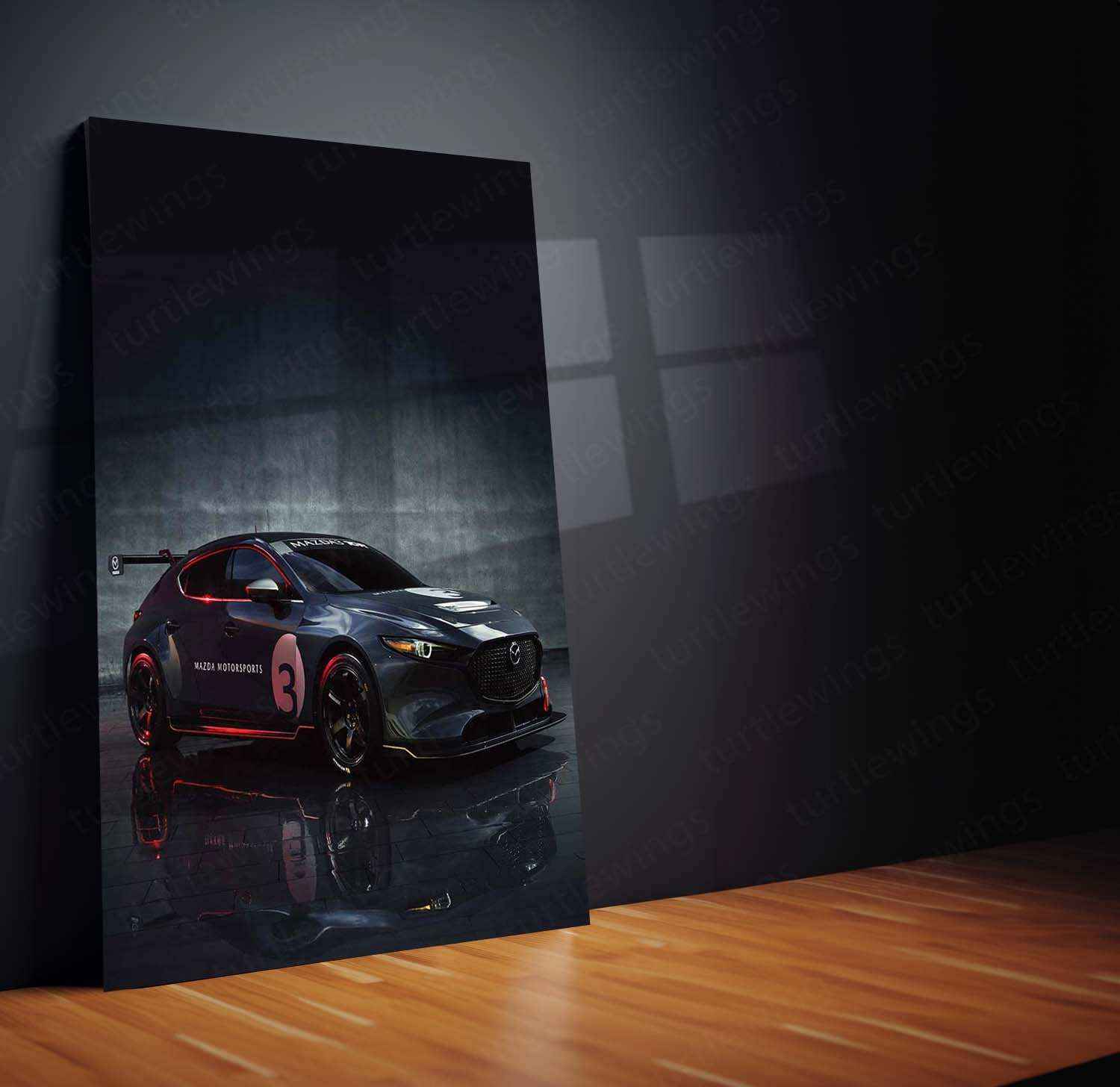 2020 Mazda 3 TCR Metal Poster | High-Performance Racing Car Art - TURTLEWINGS