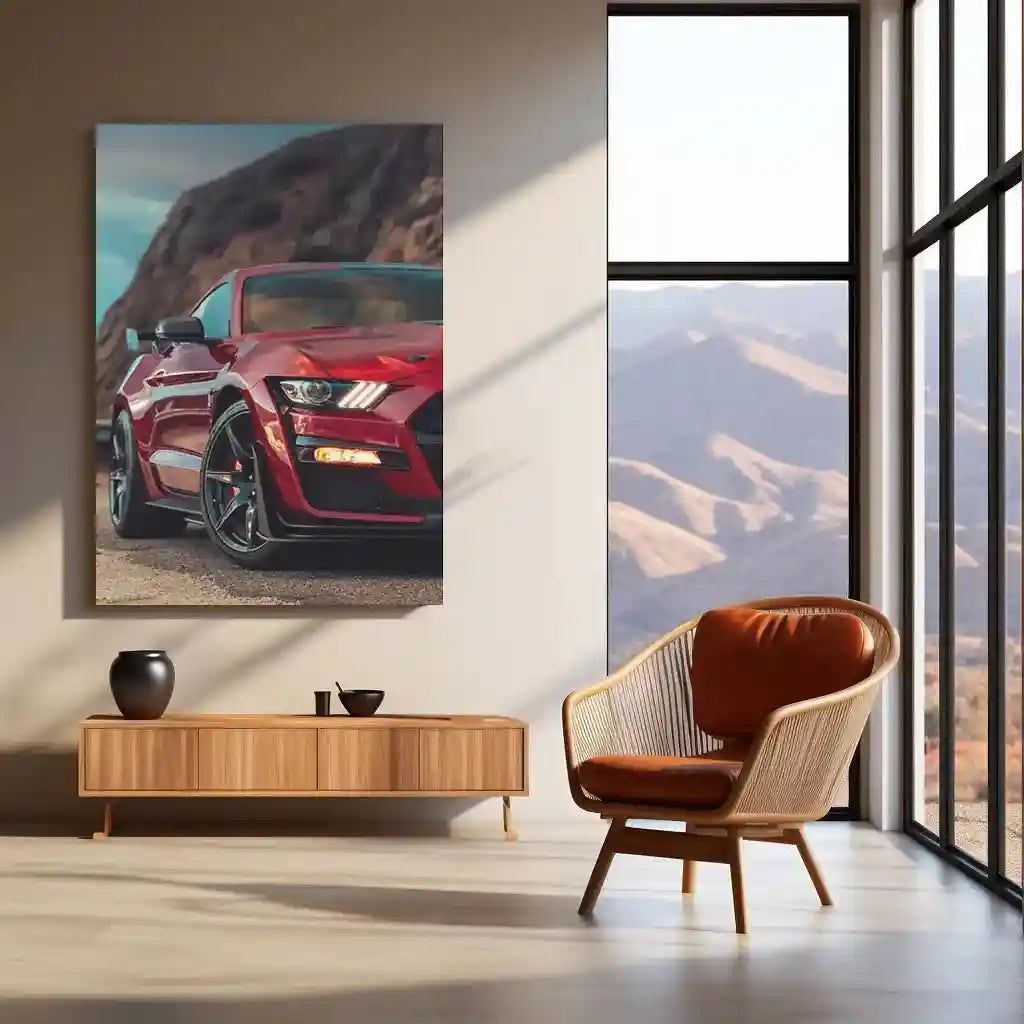LED | 🐍 Ford Mustang Shelby GT500 Neon LED Metal Poster | American Muscle Wall Art | Supercharged Street Glow Decor 04 - TURTLEWINGS
