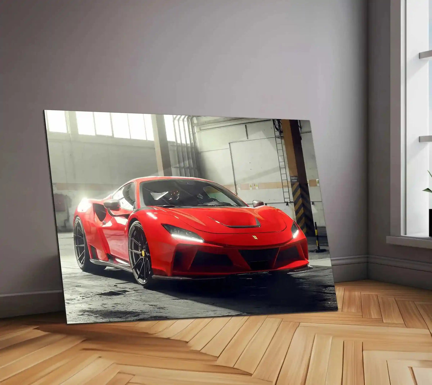 LED | 🏎️ Novitec Ferrari F8 Tributo LED Metal Poster | Exotic Supercar Wall Art | Neon Performance Glow Decor - TURTLEWINGS