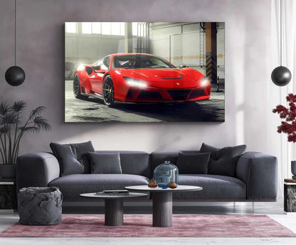 LED | 🏎️ Novitec Ferrari F8 Tributo LED Metal Poster | Exotic Supercar Wall Art | Neon Performance Glow Decor - TURTLEWINGS