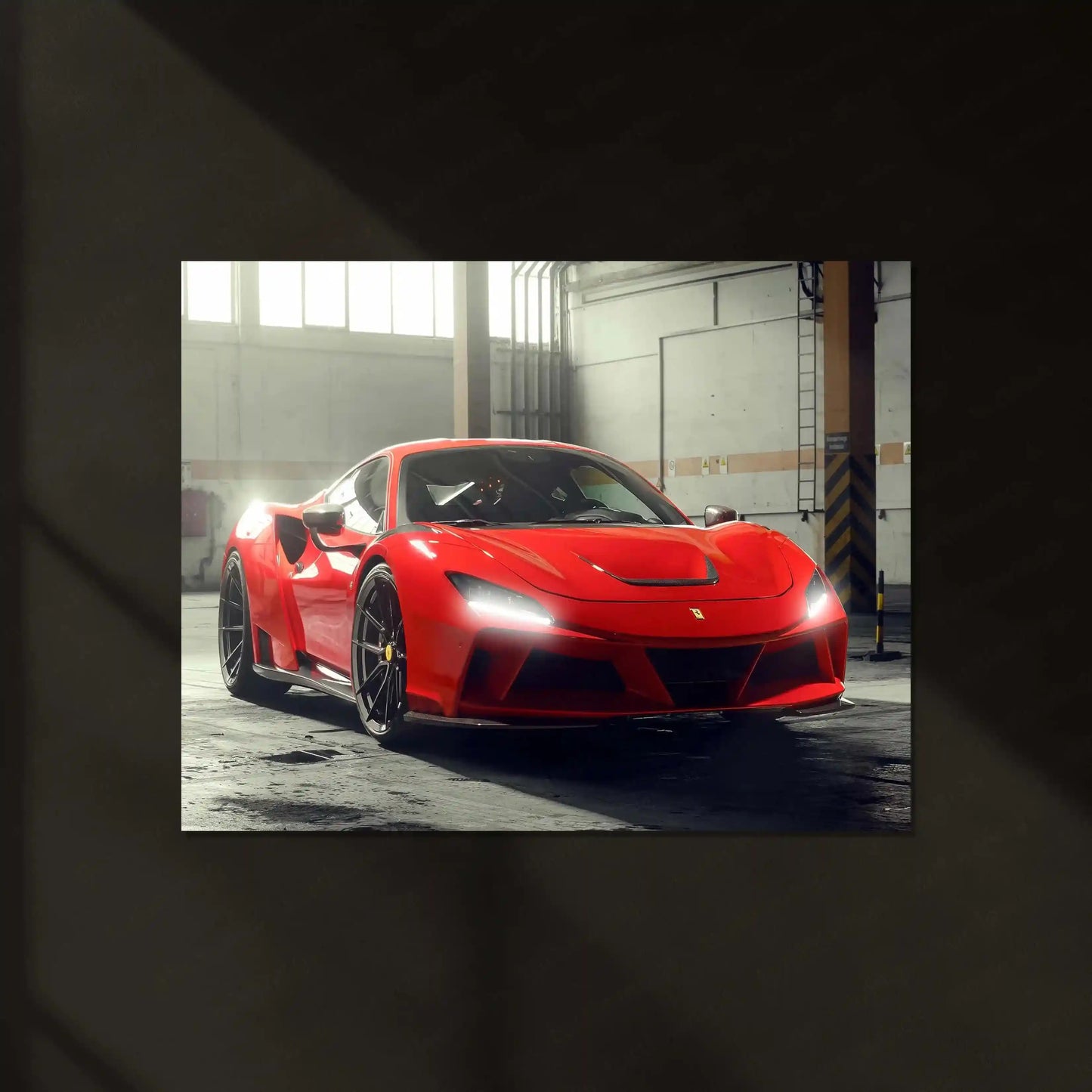 LED | 🏎️ Novitec Ferrari F8 Tributo LED Metal Poster | Exotic Supercar Wall Art | Neon Performance Glow Decor - TURTLEWINGS