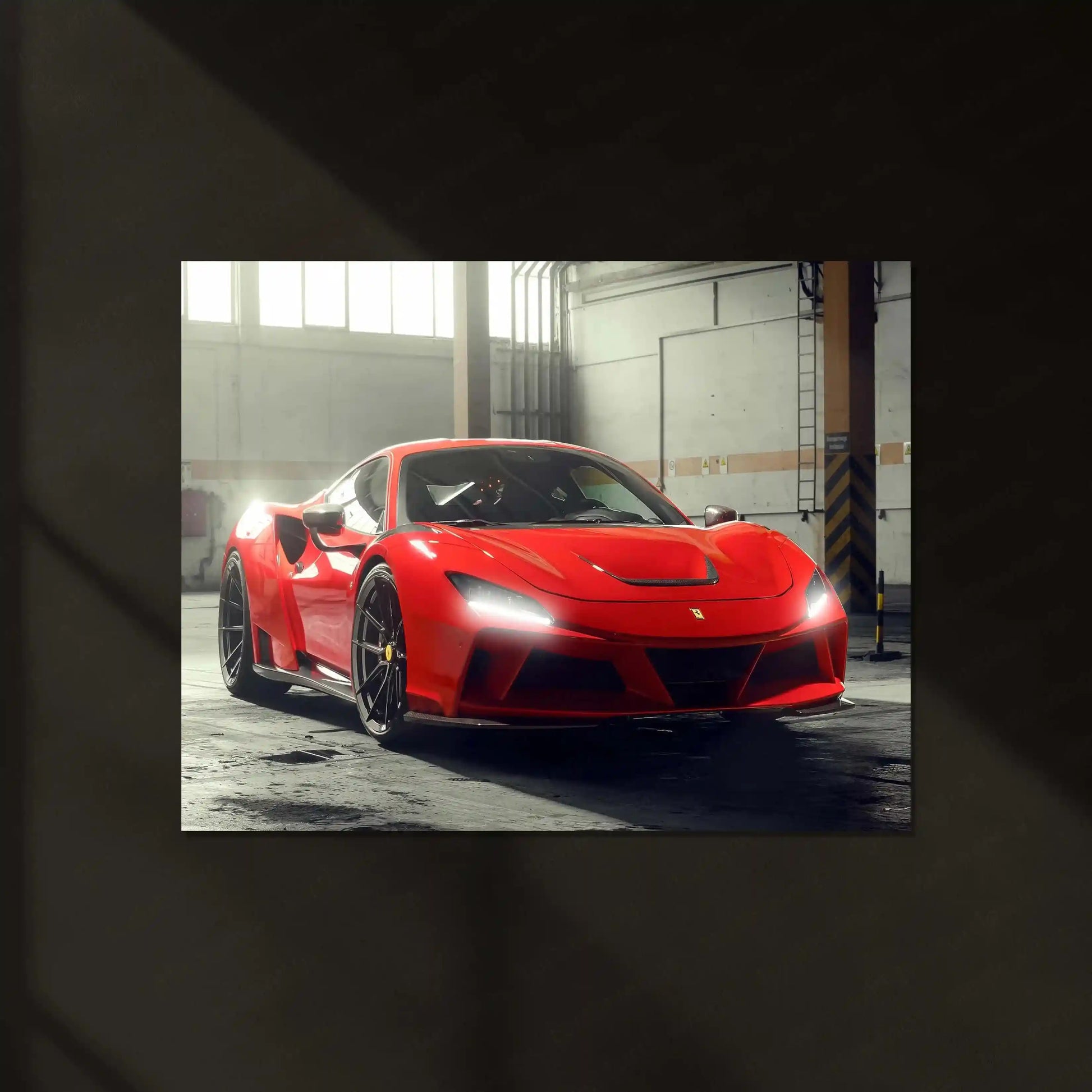 LED | 🏎️ Novitec Ferrari F8 Tributo LED Metal Poster | Exotic Supercar Wall Art | Neon Performance Glow Decor - TURTLEWINGS