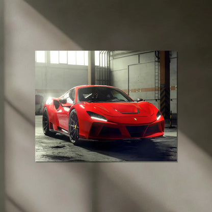 LED | 🏎️ Novitec Ferrari F8 Tributo LED Metal Poster | Exotic Supercar Wall Art | Neon Performance Glow Decor - TURTLEWINGS