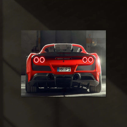 LED | 🏎️ Novitec Ferrari F8 Tributo LED Metal Poster | Exotic Supercar Wall Art | Neon Performance Glow Decor 01 - TURTLEWINGS