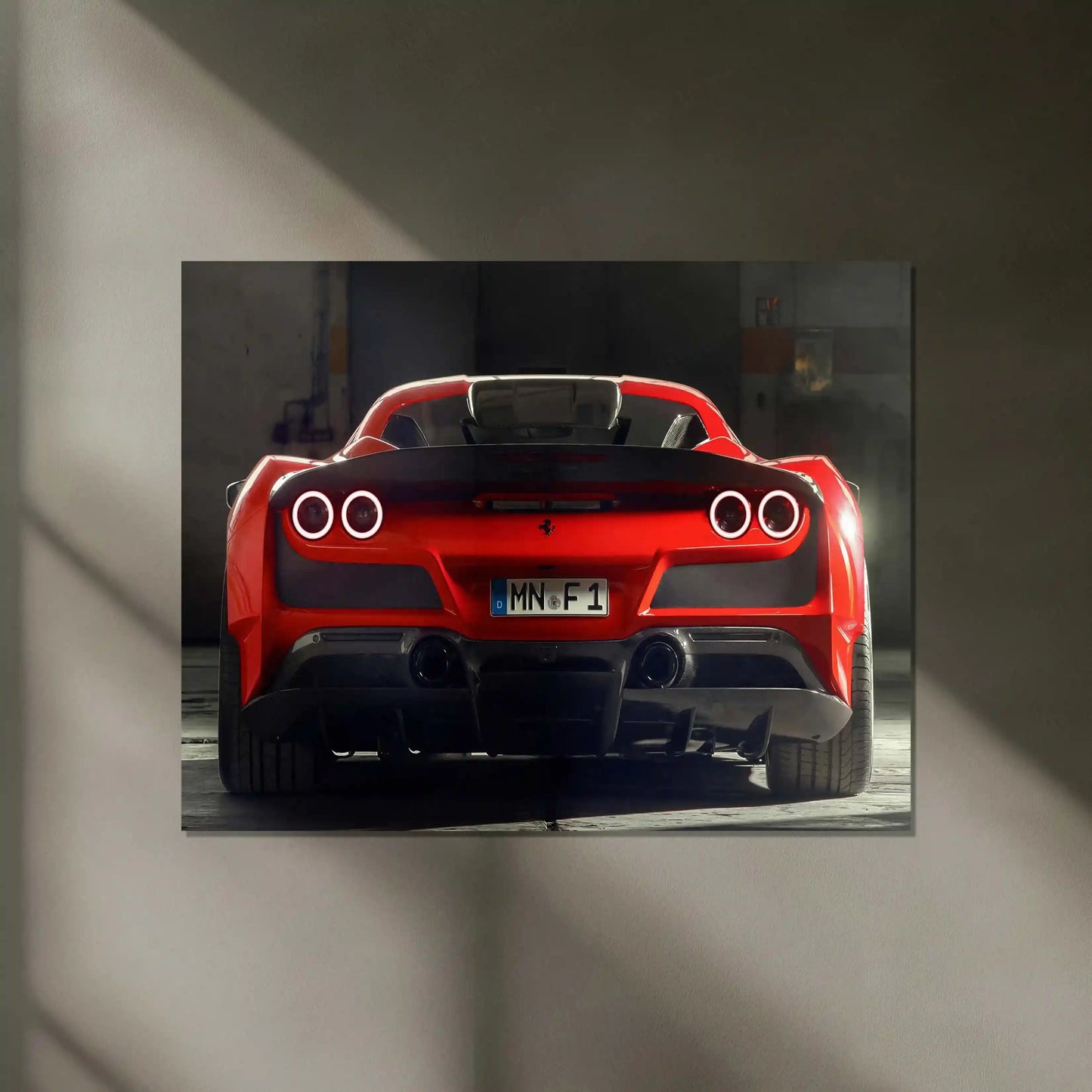 LED | 🏎️ Novitec Ferrari F8 Tributo LED Metal Poster | Exotic Supercar Wall Art | Neon Performance Glow Decor 01 - TURTLEWINGS