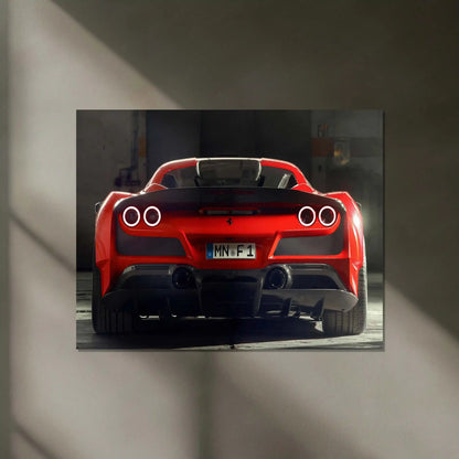 LED | 🏎️ Novitec Ferrari F8 Tributo LED Metal Poster | Exotic Supercar Wall Art | Neon Performance Glow Decor 01 - TURTLEWINGS