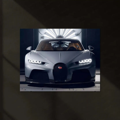 LED | 🏁 Bugatti Chiron Sport LED Metal Poster | Hypercar Wall Art with Neon Glow | Luxury Automotive Decor 01 - TURTLEWINGS