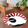 Cute Panda Circular Floor Mat (3 mm Thick) | Minimal Panda Round Flat Rug with Red Sunburst Design for Bedroom, Kids Room & Modern Home Decor | TORIO