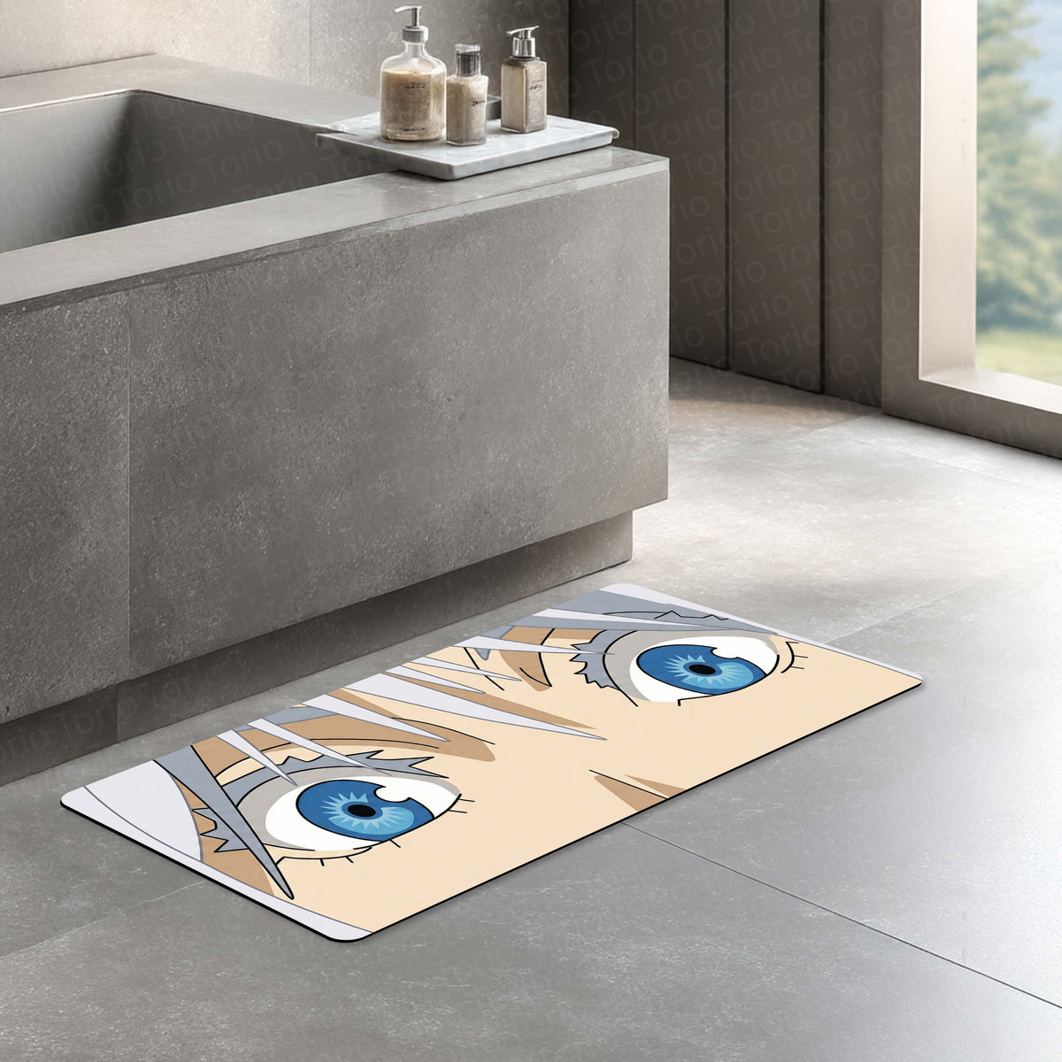 Anime Blue Eyes Floor Mat | Aesthetic Anime Eye Art Flat Rug | Anti-Slip 3mm Absorbent Floor Mat for Bedroom, Gaming Room, Bathroom & Otaku Decor