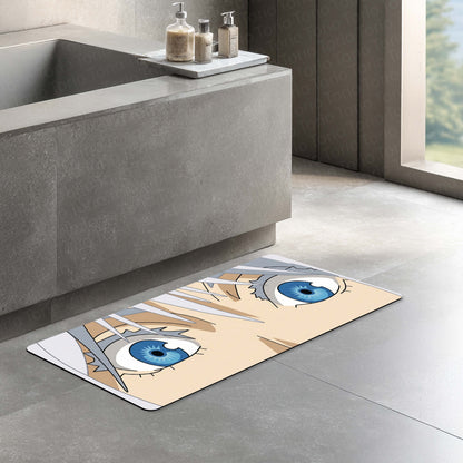 Anime Blue Eyes Floor Mat | Aesthetic Anime Eye Art Flat Rug | Anti-Slip 3mm Absorbent Floor Mat for Bedroom, Gaming Room, Bathroom & Otaku Decor