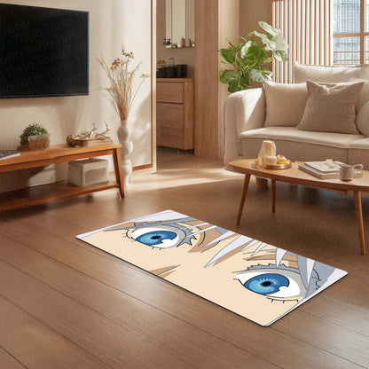 Anime Blue Eyes Floor Mat | Aesthetic Anime Eye Art Flat Rug | Anti-Slip 3mm Absorbent Floor Mat for Bedroom, Gaming Room, Bathroom & Otaku Decor