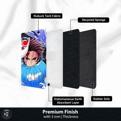Tanjiro Kamado Demon Slayer Circular Floor Mat (3 mm Thick) | Anime Inspired Round Flat Rug for Gaming Room, Bedroom & Otaku Decor | TORIO