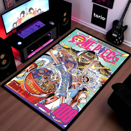 One Piece Volume 100 Floor Mat | Luffy Straw Hat Pirates Comic Art Flat Rug | Anti-Slip 3mm Absorbent Anime Floor Mat for Gaming Room, Bedroom & Otaku Setup