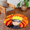 Naruto Uzumaki Circular Floor Mat (3 mm Thick) | Naruto Anime Round Flat Rug with Konoha Symbol & Fire Background for Bedroom, Gaming Room & Otaku Decor | TORIO