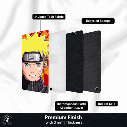 Naruto Uzumaki Circular Floor Mat (3 mm Thick) | Naruto Anime Round Flat Rug with Konoha Symbol & Fire Background for Bedroom, Gaming Room & Otaku Decor | TORIO