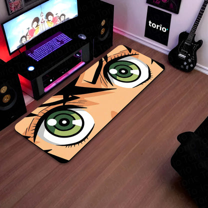 Attack Titan Green Eyes Floor Mat | Anime Intense Eye Art Flat Rug | Anti-Slip 3mm Absorbent Floor Mat for Bedroom, Gaming Room, Bathroom & Otaku Decor