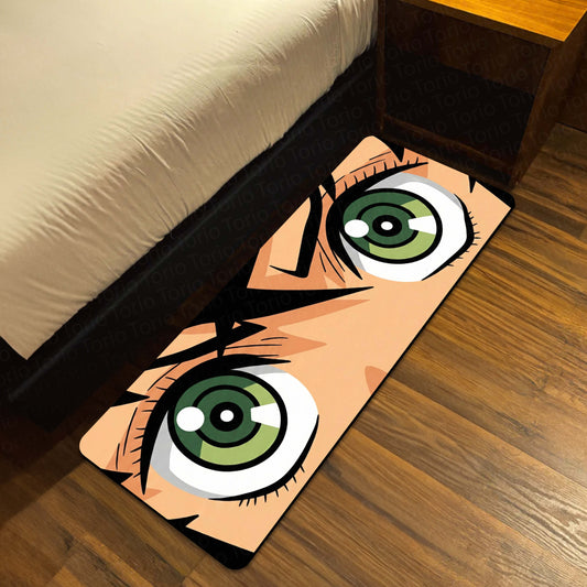 Attack Titan Green Eyes Floor Mat | Anime Intense Eye Art Flat Rug | Anti-Slip 3mm Absorbent Floor Mat for Bedroom, Gaming Room, Bathroom & Otaku Decor