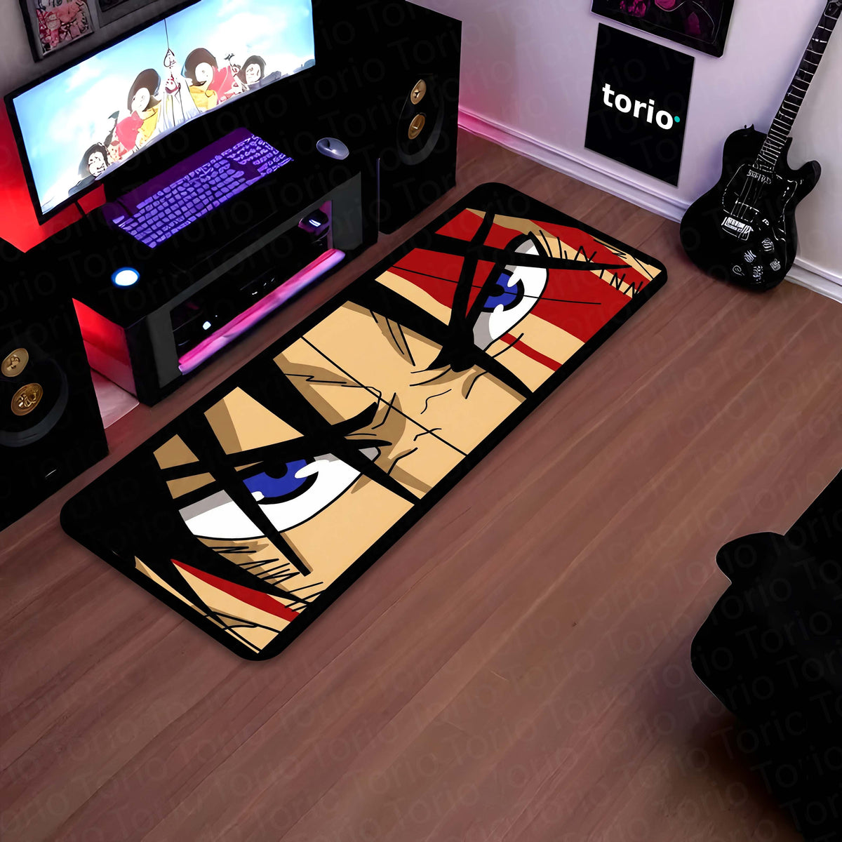 Attack on Titan Green Eyes Floor Mat | Eren Yeager Anime Eye Art Flat Rug | Anti-Slip 3mm Absorbent Floor Mat for Bedroom, Gaming Room & Otaku Decor
