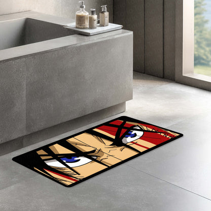 Attack on Titan Green Eyes Floor Mat | Eren Yeager Anime Eye Art Flat Rug | Anti-Slip 3mm Absorbent Floor Mat for Bedroom, Gaming Room & Otaku Decor