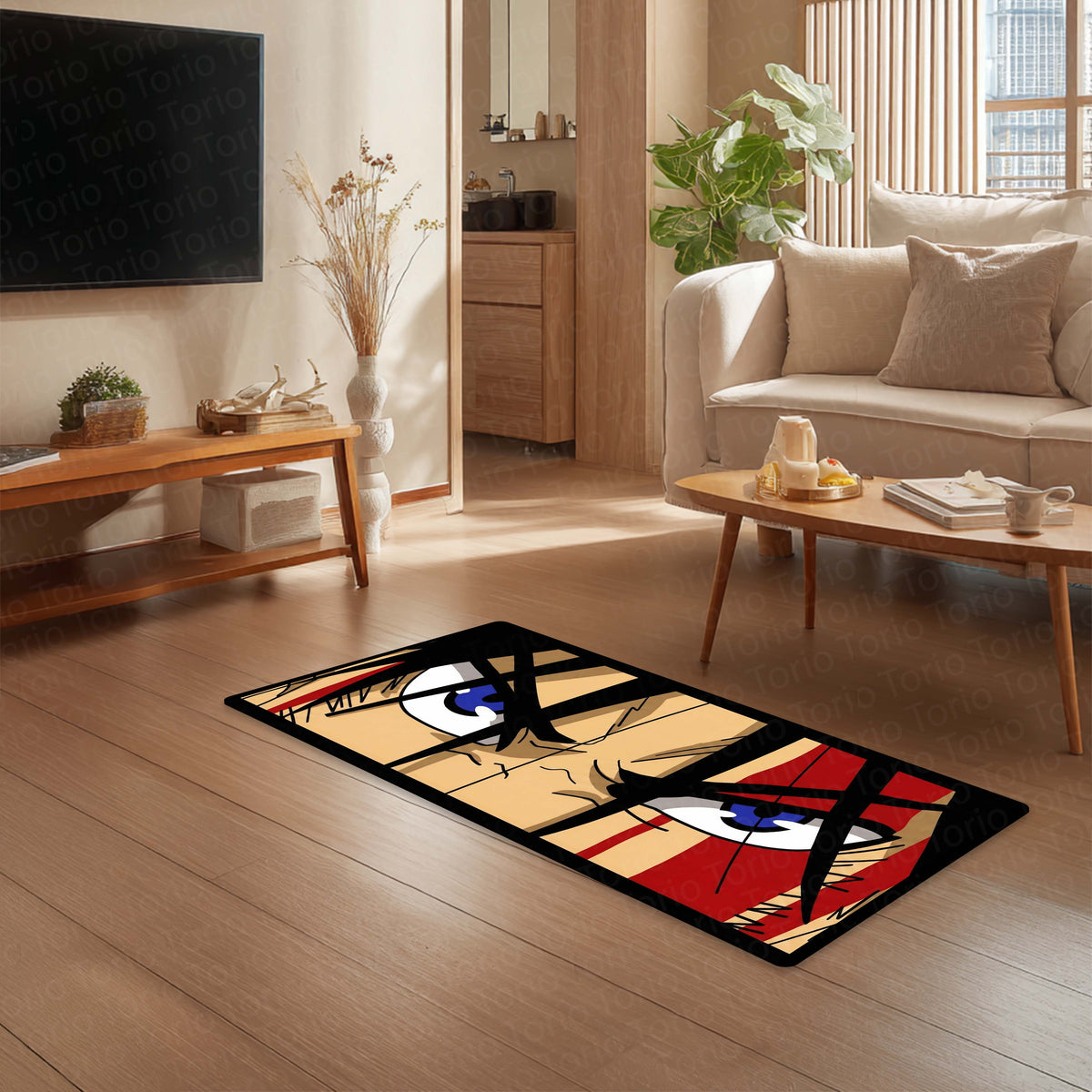 Attack on Titan Green Eyes Floor Mat | Eren Yeager Anime Eye Art Flat Rug | Anti-Slip 3mm Absorbent Floor Mat for Bedroom, Gaming Room & Otaku Decor