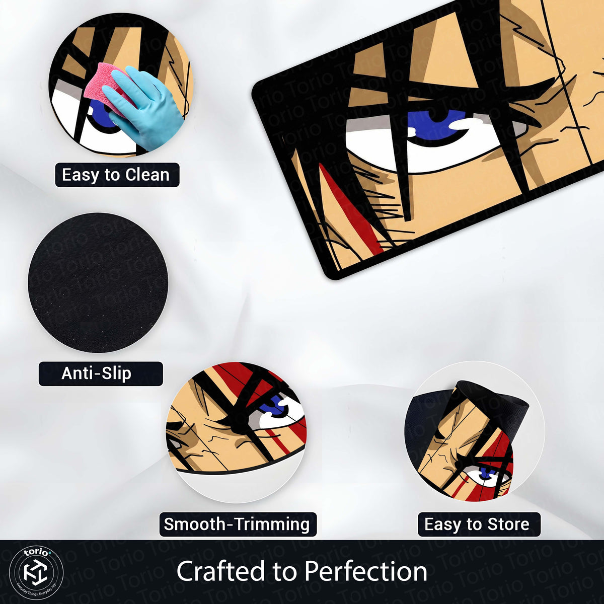 Attack on Titan Green Eyes Floor Mat | Eren Yeager Anime Eye Art Flat Rug | Anti-Slip 3mm Absorbent Floor Mat for Bedroom, Gaming Room & Otaku Decor
